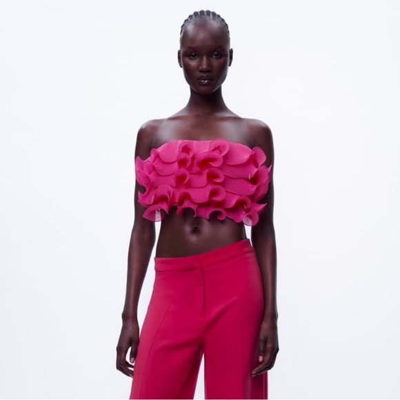 Zara Cropped Ruffled Top - Picture 7 of 10